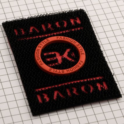 Y 50560 этикетка текстиль Baron чёрный + оранжевый